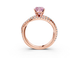 Rose gold Fancy Pink Cushion  Solitaire Twist Band with Pavé Setting and Four-Prong Setting_103