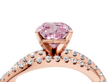 Rose gold Fancy Pink Cushion  Solitaire Twist Band with Pavé Setting and Four-Prong Setting_104