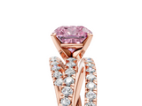 Rose gold Fancy Pink Cushion  Solitaire Twist Band with Pavé Setting and Four-Prong Setting_105