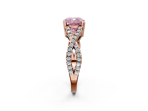 Rose gold Fancy Pink Cushion  Solitaire Twist Band with Pavé Setting and Four-Prong Setting_19
