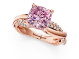 Rose gold Fancy Pink Cushion  Solitaire Twist Band with Pave Prong Setting_72