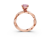 Rose gold Fancy Pink Cushion  Solitaire Twist Band with Pave Prong Setting_74