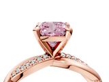 Rose gold Fancy Pink Cushion  Solitaire Twist Band with Pave Prong Setting_75
