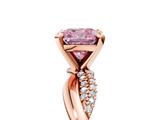 Rose gold Fancy Pink Cushion  Solitaire Twist Band with Pave Prong Setting_76