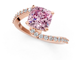 Rose gold Fancy Pink Cushion  Solitaire Twist Band with Pave Set Diamonds and Four-Prong Setting_115