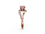 Rose gold Fancy Pink Cushion  Solitaire Twist Band with Pave Set Diamonds and Four-Prong Setting_116