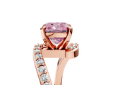 Rose gold Fancy Pink Cushion  Solitaire Twist Band with Pave Set Diamonds and Four-Prong Setting_119