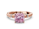 Rose gold Fancy Pink Cushion  Solitaire Twisted Band Prong Set Engagement Ring_61