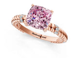 Rose gold Fancy Pink Cushion  Solitaire Twisted Band Prong Set Engagement Ring_62