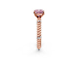 Rose gold Fancy Pink Cushion  Solitaire Twisted Band Prong Set Engagement Ring_63