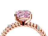 Rose gold Fancy Pink Cushion  Solitaire Twisted Band Prong Set Engagement Ring_65