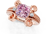 Rose gold Fancy Pink Cushion  Solitaire Twisted Band Scroll Prong Ring_4