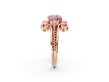 Rose gold Fancy Pink Cushion  Solitaire Twisted Band Scroll Prong Ring_5