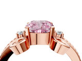 Rose gold Fancy Pink Cushion  Solitaire Twisted Band Scroll Prong Ring_7