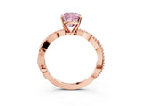 Rose gold Fancy Pink Cushion  Solitaire Twisted Band with Bead Prong Setting_316
