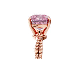 Rose gold Fancy Pink Cushion  Solitaire Twisted Band with Bead Prong Setting_318