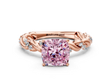 Rose gold Fancy Pink Cushion  Solitaire Twisted Band with Pavé Accents and Four-Prong Setting_3