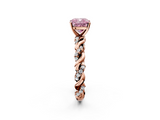 Rose gold Fancy Pink Cushion  Solitaire Twisted Band with Pavé Accents and Four-Prong Setting_5