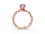 Rose gold Fancy Pink Cushion  Solitaire Twisted Band with Pavé Accents and Four-Prong Setting_6