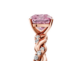 Rose gold Fancy Pink Cushion  Solitaire Twisted Band with Pavé Accents and Four-Prong Setting_8
