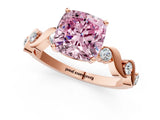 Rose gold Fancy Pink Cushion  Solitaire Twisted Band with Prong Setting 1