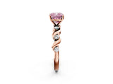 Rose gold Fancy Pink Cushion  Solitaire Twisted Band with Prong Setting 2