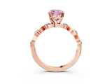 Rose gold Fancy Pink Cushion  Solitaire Twisted Band with Prong Setting 3