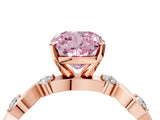Rose gold Fancy Pink Cushion  Solitaire Twisted Band with Prong Setting 4