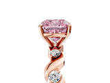 Rose gold Fancy Pink Cushion  Solitaire Twisted Band with Prong Setting 5