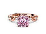 Rose gold Fancy Pink Cushion  Solitaire Twisted Band with Prong Setting