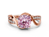 Rose gold Fancy Pink Cushion  Solitaire Twisted Band with Prong Setting_3
