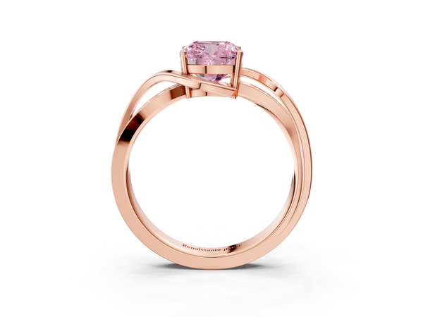 Rose gold Fancy Pink Cushion  Solitaire Twisted Band with Prong Setting