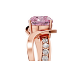 Rose gold Fancy Pink Cushion  Solitaire Twisted Band with Prong Setting_8