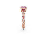 Rose gold Fancy Pink Cushion  Solitaire Twisted Pave Diamond Ring with Four-Prong Setting_26