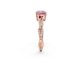 Rose gold Fancy Pink Cushion  Solitaire Twisted Pave Diamond Ring with Four-Prong Setting_81