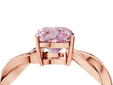 Rose gold Fancy Pink Cushion  Solitaire Twisted Pave Diamond Ring with Four-Prong Setting_83
