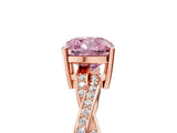 Rose gold Fancy Pink Cushion  Solitaire Twisted Pave Diamond Ring with Four-Prong Setting_84