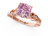 Rose gold Fancy Pink Cushion  Solitaire Vine Band with Milgrain Prong Setting_4