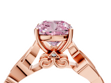 Rose gold Fancy Pink Cushion  Solitaire Vine Band with Milgrain Prong Setting_7