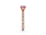 Rose gold Fancy Pink Cushion  Solitaire with Pavé Band and Four-Prong Setting_297