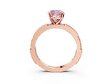 Rose gold Fancy Pink Cushion  Solitaire with Pavé Band and Four-Prong Setting_298