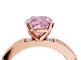 Rose gold Fancy Pink Cushion  Solitaire with Pavé Band and Four-Prong Setting_299