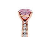 Rose gold Fancy Pink Cushion  Solitaire with Pavé Band and Four-Prong Setting_300