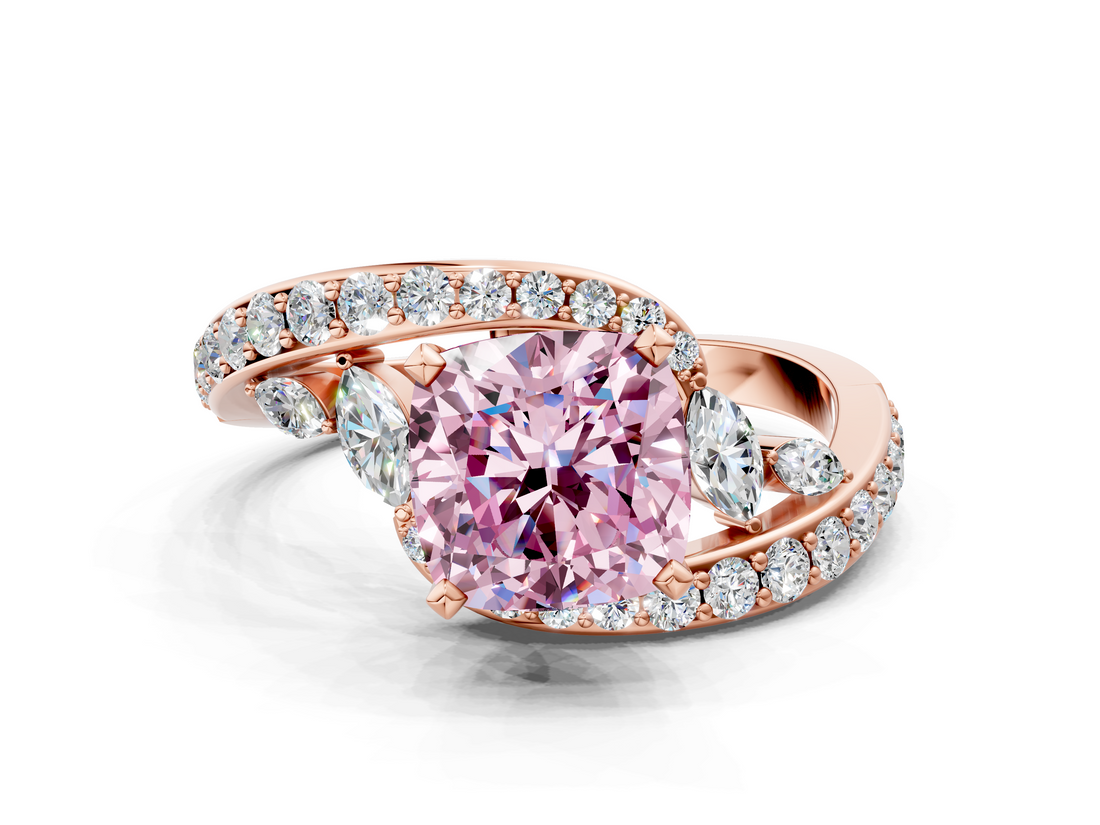 Rose gold Fancy Pink Cushion  Solitaire with Pavé Twist Band and Four-Prong Setting_40