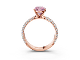 Rose gold Fancy Pink Cushion  Solitaire with Pave Band and Four-Prong Setting_6