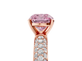Rose gold Fancy Pink Cushion  Solitaire with Pave Band and Four-Prong Setting_8