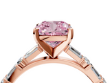 Rose gold Fancy Pink Cushion  Solitaire with Side Baguettes and Channel Set Band_49