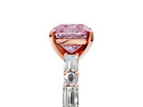 Rose gold Fancy Pink Cushion  Solitaire with Side Baguettes and Channel Set Band_50