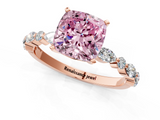 Rose gold Fancy Pink Cushion  Solitaire with Side Stones on a Pavé Band and Four-Prong Setting_24