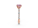 Rose gold Fancy Pink Cushion  Solitaire with Side Stones on a Pavé Band and Four-Prong Setting_25